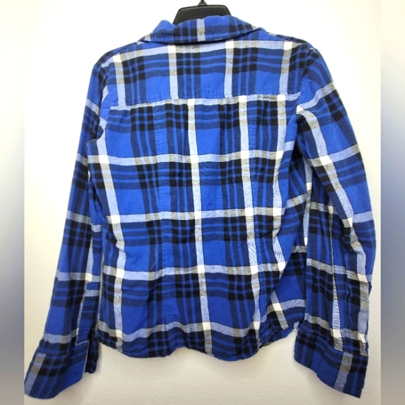 Nollie Striped Button Up W Pockets Heavy Cotton L Blue/Black/White Large - Picture 2 of 3